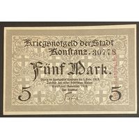 Банкнота 5 марок 1918 год. Констанц. Веймарская республика