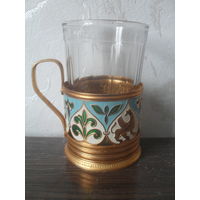 Подстаканник "Птица Феникс и Грифоны" и стакан.