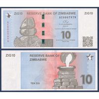 Зимбабве, 10 зиг 2024 г, P-W110 (АC, камни Чиремба, заливка золота), UNC