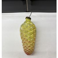 Елочная игрушка большая шишка Толстое стекло СССР