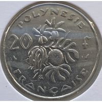 Французская Полинезия 20 франков 1991 г. В холдере