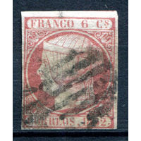 Испания (Королевство) - 1852г. - королева Изабелла II, 6 Cs - 1 марка - гашёная [Mi 12]. #1-Sp-17-A-1