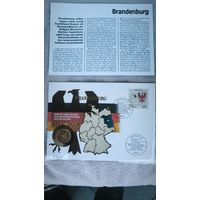 Набор в честь восстановления Германии "1 марка+ конверт +  марка первого дня гашения"Бранденбург