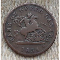 Канада (Квебек) 1 пенни 1854 года. Георгий Победоносец. Якорь. Редкая! Предложите свою цену или обмен!