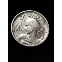 Красивая монета. 1 злотый 1925 жница,с рубля