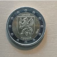 Латвия 2 евро, 2016 Исторические области Латвии - Видземе, KM# 176