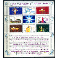 Рождественские острова (о-в Рождества) - 1978г. - Рождество - 1 малый лист - полная серия, MNH, маленькое повреждение лицевой стороны, слева скраю [Mi 101-109]. #4-B6-Z-2-18