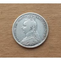 Великобритания, 6 пенсов 1891 г., серебро 0.925, Виктория (1837-1901)