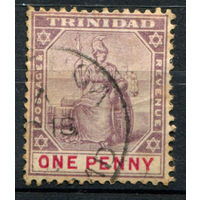 Британские колонии - Тринидад - 1896/1900г. - Британия, тип II, 1 P - 1 марка - гашёная [Mi 38 II]. #4-B5-124-A-1