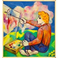Рогалевич М.В. "Ружовы дзень". 1982г. Х/М 69х64,5см.