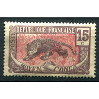 Французские колонии - Среднее Конго - 1907г. - леопард, 15 с - 1 марка - MH [Mi 6]. #4-W1-129-A-1