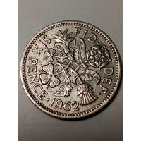 6 пенсов Великобритания 1962 год