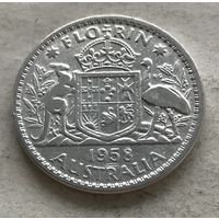 Австралия флорин (2 шиллинга) 1958 Елизавета II - серебро 0,500