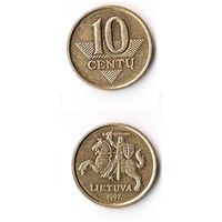 10 центов Литва 1997 год