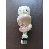 Ёлочная игрушка "СОВА, ФИЛИН", стекло, прищепка. (СССР, 1950-1960 гг.).