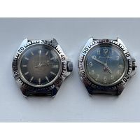 Лот часов Восток. В ремонт или на запчасти. В часах с темным циферблатом, маятник живой.