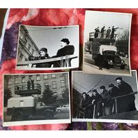 Прокладка тролейбусных проводов на уицах Минска.