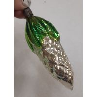 Игрушка ёлочная Шишка Еловая (перламутр), стекло. СССР