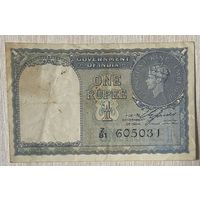 Банкнота Индия 1 рупия 1940 год. Король Георга VI.