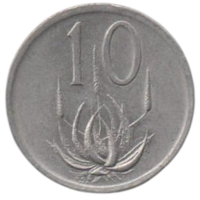 Республика Южная Африка ( ЮАР ). 10 центов 1984 1985. Алоэ ужасное. Цена за одну монету.