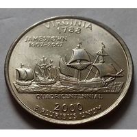 25 центов, квотер США, штат Вирджиния, P