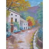 Картина маслом "Городские улочки". Холст на картоне 30х40 см