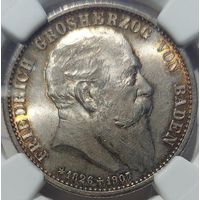 2 марки 1907 Баден MS-65 NGC