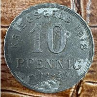 Монета 10 пфеннигов 1918 год. Районы Бохума, Гельзенкирхена и Хаттингена. Веймарская республика.