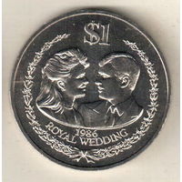 Острова Кука 1 доллар 1986 Свадьба Принца Эндрю и Сары Фергюсон