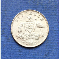 Австралия 6 пенсов 1962 серебро