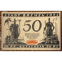 Нотгельд 50 пфеннигов 1921 год. Бремен,. Веймарская республика