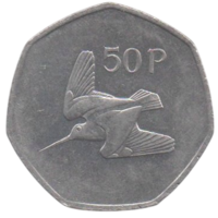 Республика Ирландия. 50 пенни ( пенсов ) 1998. Фауна. Вальдшнеп.