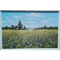 Картина маслом "Васильковое поле"