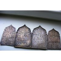 Складень Праздники,литьё,бронза,эмаль,390х166 мм,вес 763 грамма.