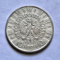 Монета СЕРЕБРО Польша 10 злотых 1936 год Пилсудский ОТЛИЧНЫЕ