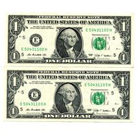 1 доллар 2009 E  2 номера подряд