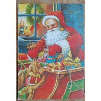 Импортная новогодняя открытка. Двойная. Чистая. Чуть увелич.Формат