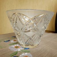 Ваза для фруктов "Кружево", хрусталь, алмазная грань, Дятьковский хрустальный завод.