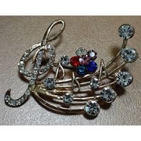 Брошь-булавка. Нота. Чехия. СССР