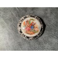 Брошь Лимож Свидание Франция винтаж Редкая