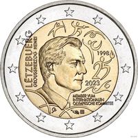2 евро 2023 Люксембург 25 лет принятия Анри в состав Международного олимпийского комитета UNC из ролла