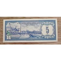 Werty71 Нидерландские Антилы 5 гульденов 1984 UNC банкнота Кюрасао Антильские Нидерланды