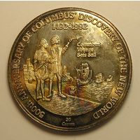 Тюркс и Кайкос, 20 Крон 1991 "Колумб отправляется в плавание"  Серебро