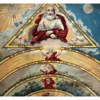 Старинная литография Сотворение Мира