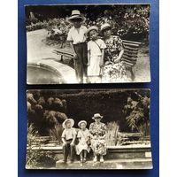 2 фото женщины с детьми на курорте. 1950-е г. 9х14 см. Цена за оба.