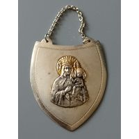 Старый польский ринграф медальон Ченстоховская серебро проба 3 икона плакетка