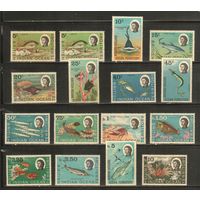 БИОТ(Британские территории  в Индийском Океане)-1968(Мих.16-30),  **/* ,  Морская  Фауна ,Рыбы, Раки (полная серия)