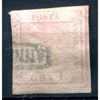 Неаполитанское королевство. Италия - 1858г. - герб, 1 Gr - 1 марка - гашёная [Mi 2]. #1-It-1-B-1