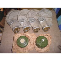 Противогазы(маски) и противогазные фильтры времён СССР.С рубля.