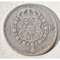 Серебро 1947 год Швеция крона